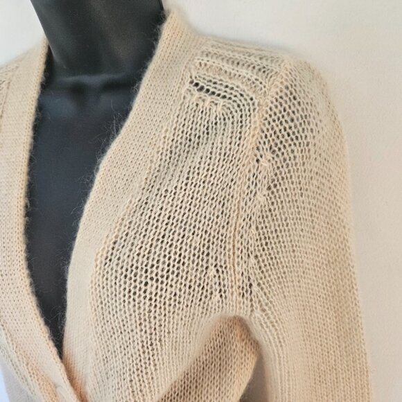 Essentiel Antwerp Mohair Wool Knit Long Cardigan Duster M Ecru Belt Coastal - Picture 3 of 10